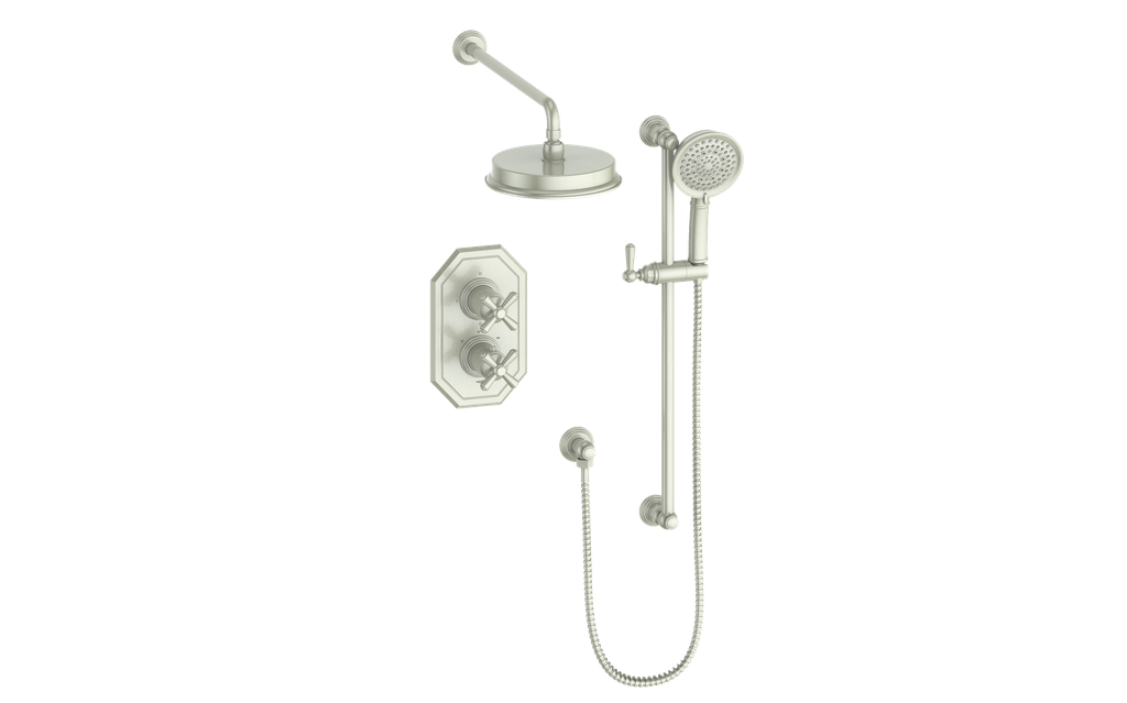 Système de douche thermostatique 2 voies Vogt Carinthia avec robinet d'arrêt intégré - SET.CX.220.210