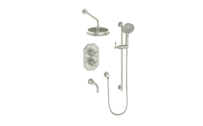 Vogt Carinthia 3-Way Thermostatic Shower System in Brushed Nickel with Cross Handle – SET.C31.320.310.BN