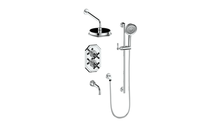 Vogt Carinthia 3-Way Thermostatic Shower System in Chrome & Matte Black with Cross Handle – SET.C31.320.310.CB