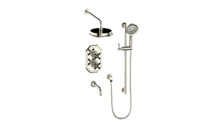 Vogt Carinthia 3-Way Thermostatic Shower System in Polished Nickel & Matte Black with Cross Handle – SET.C31.320.310.PB