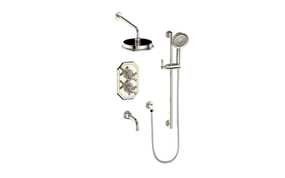 Vogt Carinthia 3-Way Thermostatic Shower System in Polished Nickel with Cross Handle – SET.C31.320.310.PN