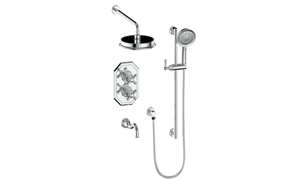 Vogt Carinthia 3-Way Thermostatic Shower System in Polished Chrome with Cross Handle – SET.C32.320.310.CC