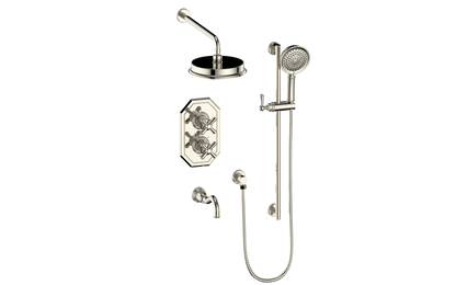 Vogt Carinthia 3-Way Thermostatic Shower System in Polished Nickel with Cross Handle – SET.C32.320.310.PN