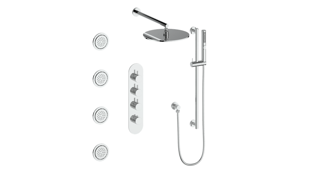 Vogt Drava 3-Way Thermostatic Shower System with Body Jets - Polished Chrome (SET.DA.350.930.CC)