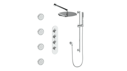 Vogt Drava 3-Way Thermostatic Shower System with Body Jets - Polished Chrome (SET.DA.350.930.CC)