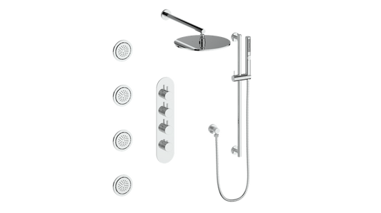 Vogt Drava 3-Way Thermostatic Shower System with Body Jets - Polished Chrome (SET.DA.350.930.CC)