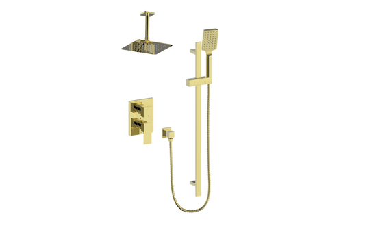 Vogt Kapfenberg 2-Way PB Shower Kit with 6-inch Ceiling Arm SET.KG.210.216 in Brushed Gold