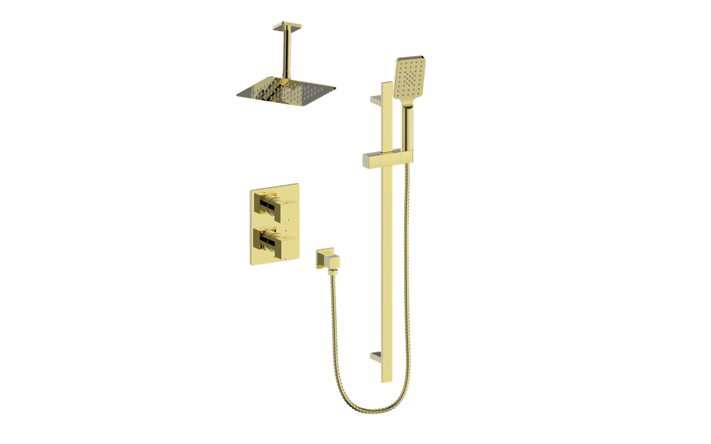 Vogt Kapfenberg 2-Way Thermostatic Shower Kit with 6-inch Ceiling Arm SET.KG.220.216 in Brushed Gold