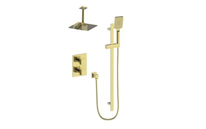 Vogt Kapfenberg 2-Way Thermostatic Shower Kit with 6-inch Ceiling Arm SET.KG.220.216 in Brushed Gold