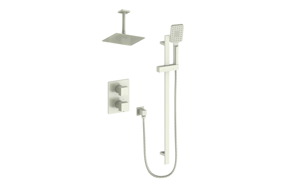 Vogt Kapfenberg 2-Way Thermostatic Shower Kit with 6-inch Ceiling Arm SET.KG.220.216 in Brushed Nickel