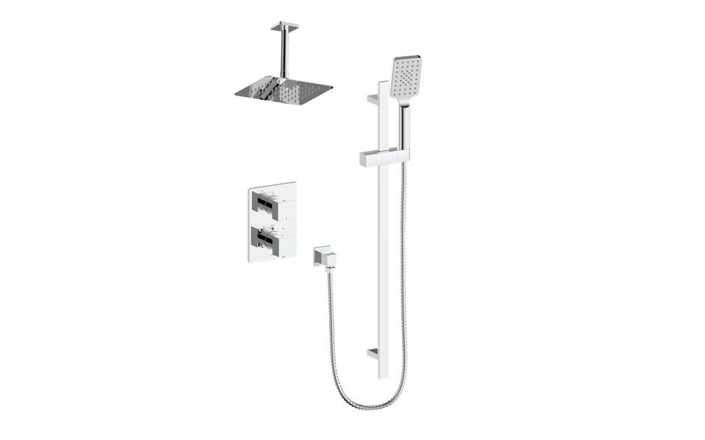 Vogt Kapfenberg 2-Way Thermostatic Shower Kit with 6-inch Ceiling Arm SET.KG.220.216 in Polished Chrome