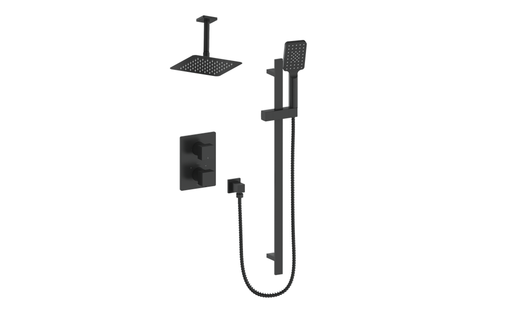 Vogt Kapfenberg 2-Way Thermostatic Shower Kit with 6-inch Ceiling Arm SET.KG.220.216 in Matte Black