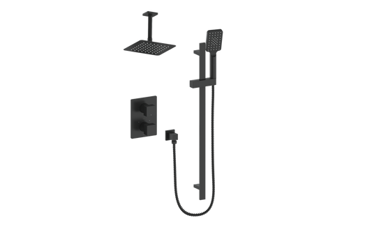 Vogt Kapfenberg 2-Way Thermostatic Shower Kit with 6-inch Ceiling Arm SET.KG.220.216 in Matte Black