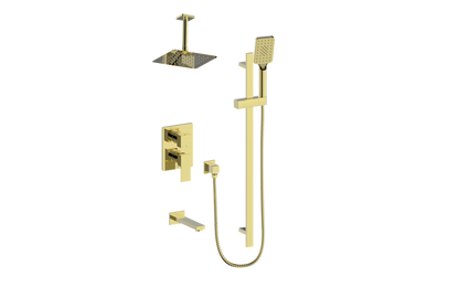 Vogt Kapfenberg 3-Way PB Shower Kit with 6-inch Ceiling Arm SET.KG.310.316 in Brushed Gold