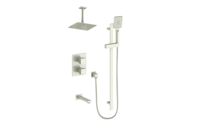 Vogt Kapfenberg 3-Way Thermostatic Shower Kit with 6-inch Ceiling Arm SET.KG.320.316 in Brushed Nickel