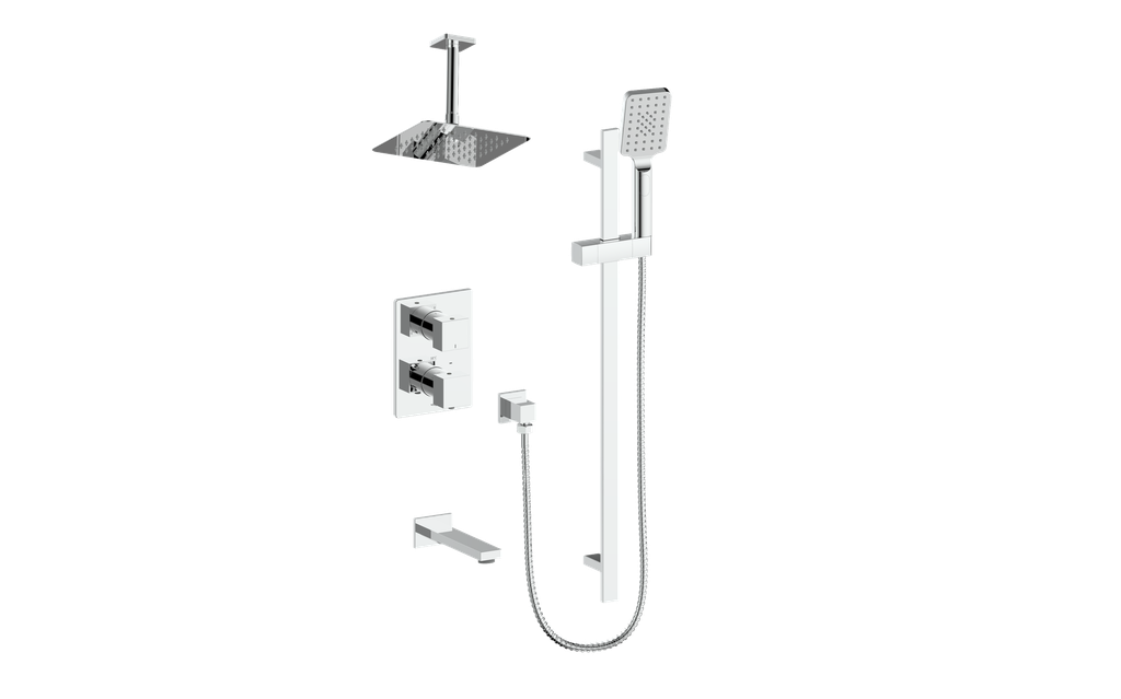 Vogt Kapfenberg 3-Way Thermostatic Shower Kit with 6-inch Ceiling Arm SET.KG.320.316 in Polished Chrome