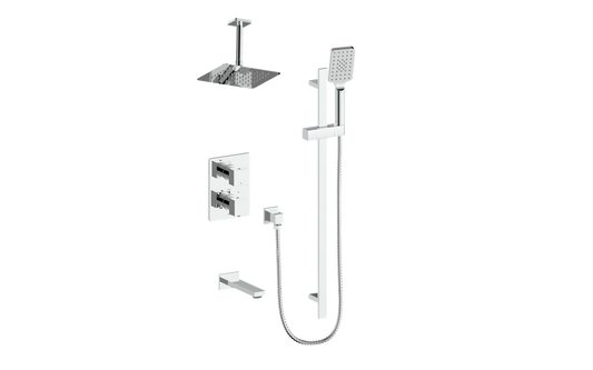 Vogt Kapfenberg 3-Way Thermostatic Shower Kit with 6-inch Ceiling Arm SET.KG.320.316 in Polished Chrome