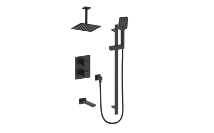 Vogt Kapfenberg 3-Way Thermostatic Shower Kit with 6-inch Ceiling Arm SET.KG.320.316 in Matte Black