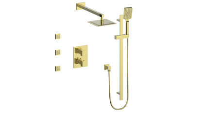 Vogt Kapfenberg 3-Way Thermostatic Shower Kit with Body Jets SET.KG.320.810 in Brushed Gold
