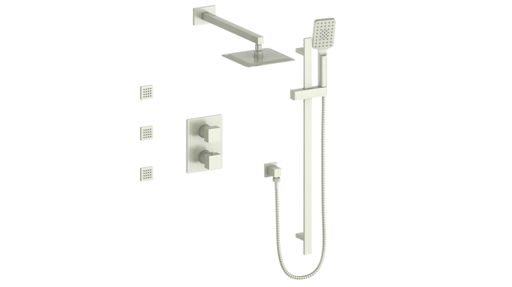 Vogt Kapfenberg 3-Way Thermostatic Shower Kit with Body Jets SET.KG.320.810 in Brushed Nickel