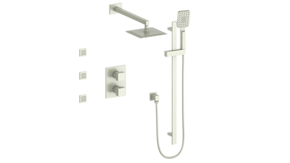 Vogt Kapfenberg 3-Way Thermostatic Shower Kit with Body Jets SET.KG.320.810 in Brushed Nickel