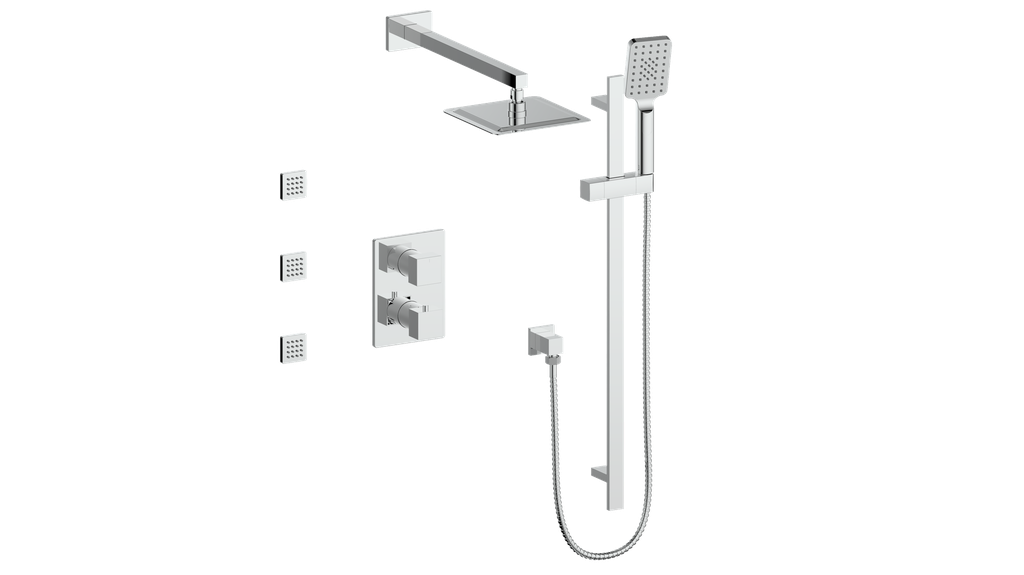 Vogt Kapfenberg 3-Way Thermostatic Shower Kit with Body Jets SET.KG.320.810 in Polished Chrome