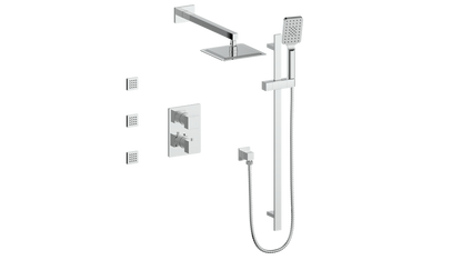 Vogt Kapfenberg 3-Way Thermostatic Shower Kit with Body Jets SET.KG.320.810 in Polished Chrome