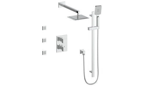 Vogt Kapfenberg 3-Way Thermostatic Shower Kit with Body Jets SET.KG.320.810 in Polished Chrome