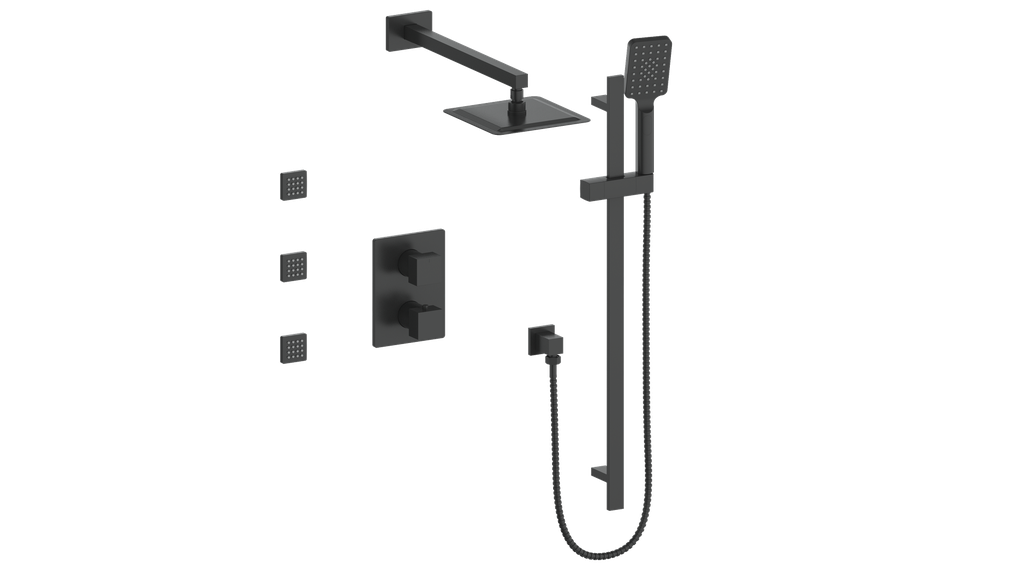 Vogt Kapfenberg 3-Way Thermostatic Shower Kit with Body Jets SET.KG.320.810 in Matte Black