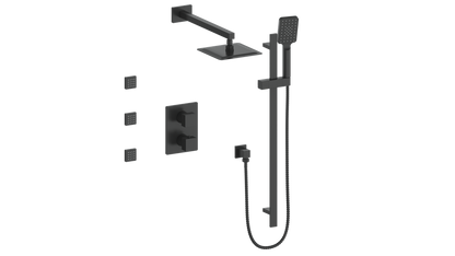 Vogt Kapfenberg 3-Way Thermostatic Shower Kit with Body Jets SET.KG.320.810 in Matte Black