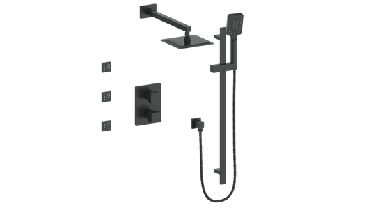 Vogt Kapfenberg 3-Way Thermostatic Shower Kit with Body Jets SET.KG.320.810 in Matte Black