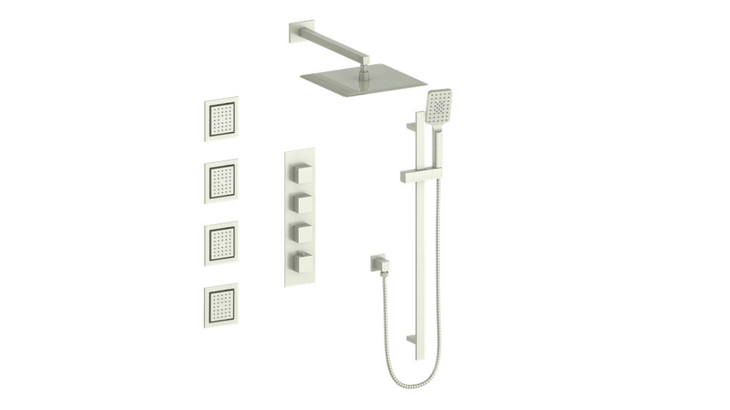 Vogt Kapfenberg 3/4-inch High-Flow Thermostatic Shower Kit with Body Jets SET.KG.350.930 in Brushed Nickel