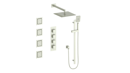Vogt Kapfenberg 3/4-inch High-Flow Thermostatic Shower Kit with Body Jets SET.KG.350.930 in Brushed Nickel