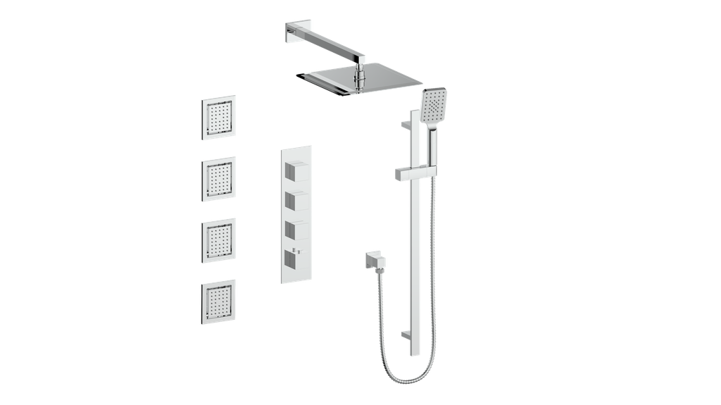 Vogt Kapfenberg 3/4-inch High-Flow Thermostatic Shower Kit with Body Jets SET.KG.350.930 in Polished Chrome