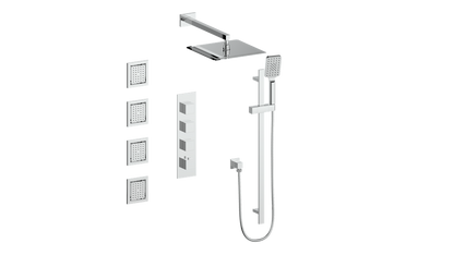 Vogt Kapfenberg 3/4-inch High-Flow Thermostatic Shower Kit with Body Jets SET.KG.350.930 in Polished Chrome