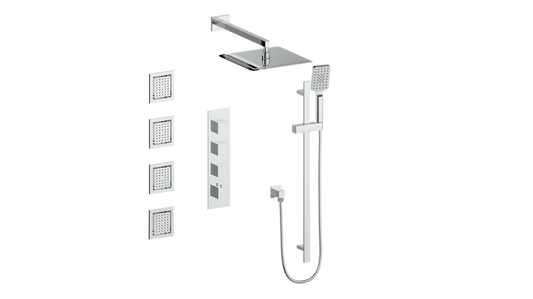 Vogt Kapfenberg 3/4-inch High-Flow Thermostatic Shower Kit with Body Jets SET.KG.350.930 in Polished Chrome