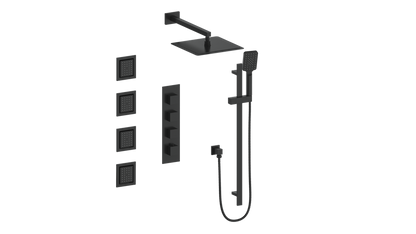 Vogt Kapfenberg 3/4-inch High-Flow Thermostatic Shower Kit with Body Jets SET.KG.350.930 in Matte Black