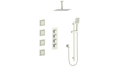 Vogt Kapfenberg 3/4-inch High-Flow Thermostatic Shower Kit with Body Jets and 6-inch Ceiling Arm SET.KG.350.936 in Brushed Nickel