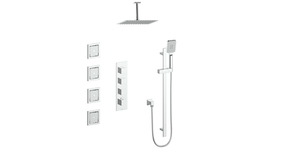 Vogt Kapfenberg 3/4-inch High-Flow Thermostatic Shower Kit with Body Jets and 6-inch Ceiling Arm SET.KG.350.936 in Polished Chrome