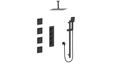 Vogt Kapfenberg 3/4-inch High-Flow Thermostatic Shower Kit with Body Jets and 6-inch Ceiling Arm SET.KG.350.936 in Matte Black