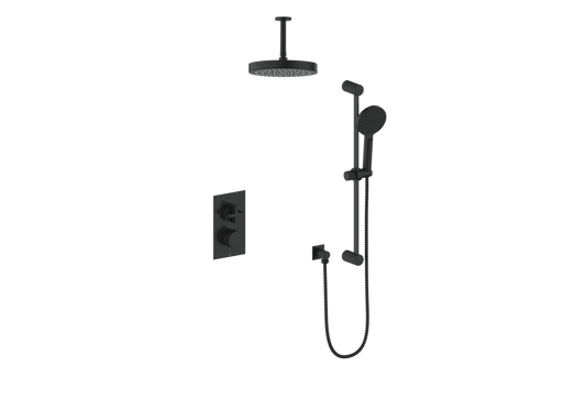 Vogt Mond 2-Way Thermostatic Shower System With Rough-In Valve & Ceiling Arm, Matte Black