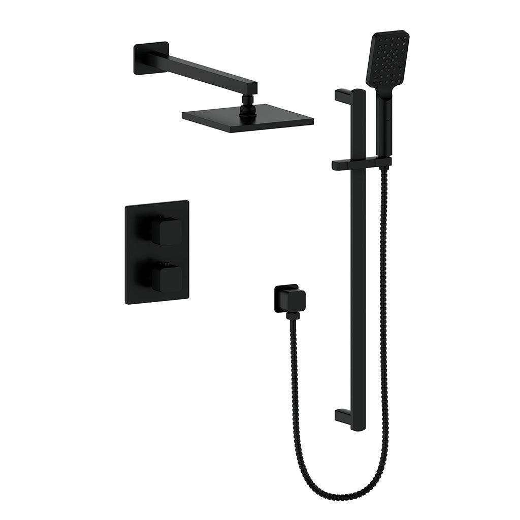 Vogt Niveau 2-Way Thermostatic Shower System in Matte Black - SET.NU.220.210.MB