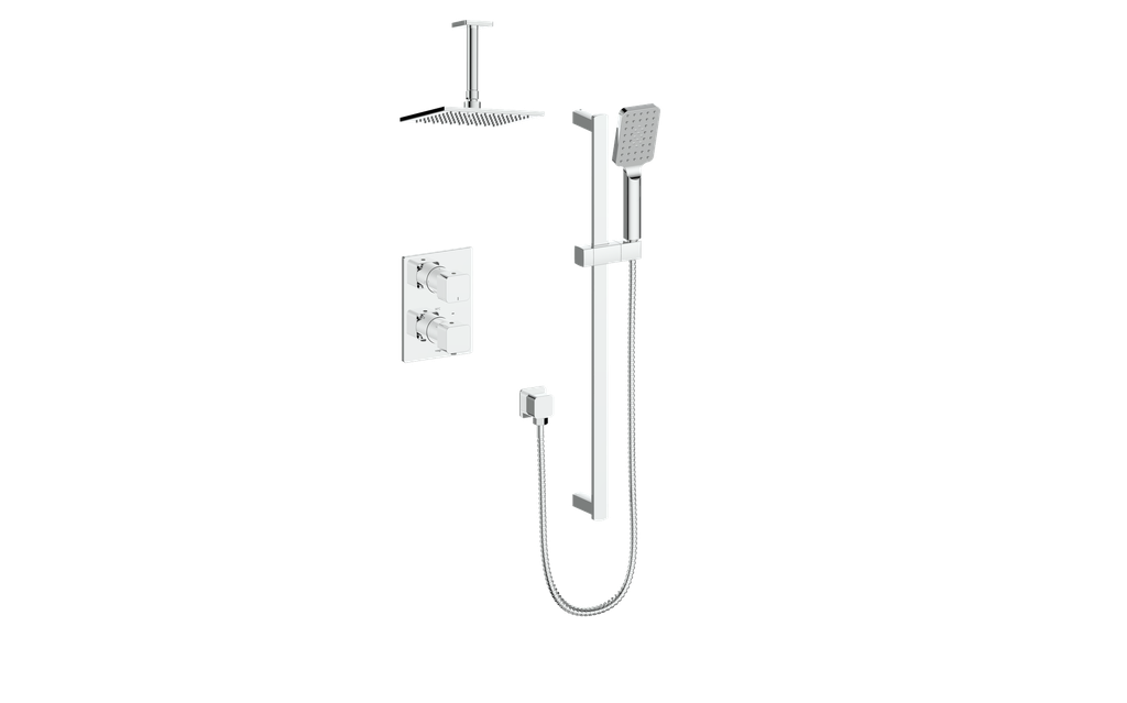 Vogt Niveau 2-Way Thermostatic Shower System with 6" Ceiling Arm in Polished Chrome - SET.NU.220.216.CC