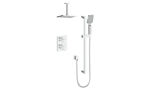 Vogt Niveau 2-Way Thermostatic Shower System with 6" Ceiling Arm in Polished Chrome - SET.NU.220.216.CC