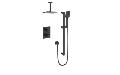 Vogt Niveau 2-Way Thermostatic Shower System with 6" Ceiling Arm in Matte Black - SET.NU.220.216.MB