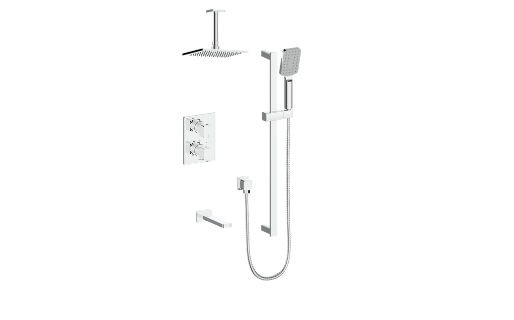 Vogt Niveau 3-Way Thermostatic Shower System with 6" Ceiling Arm in Polished Chrome - SET.NU.320.316.CC