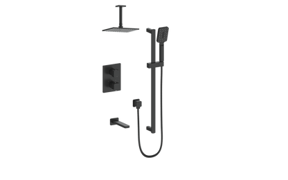 Vogt Niveau 3-Way Thermostatic Shower System with 6" Ceiling Arm in Matte Black - SET.NU.320.316.MB
