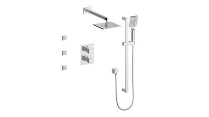 Vogt Niveau 3-Way Thermostatic Shower System with Body Jets in Polished Chrome - SET.NU.320.810.CC