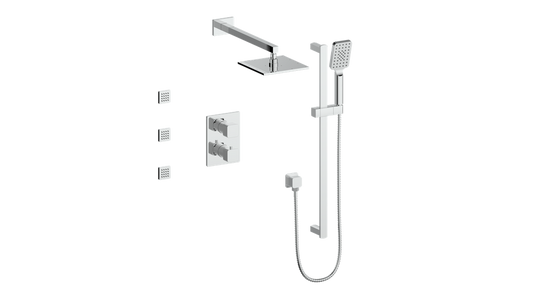 Vogt Niveau 3-Way Thermostatic Shower System with Body Jets in Polished Chrome - SET.NU.320.810.CC