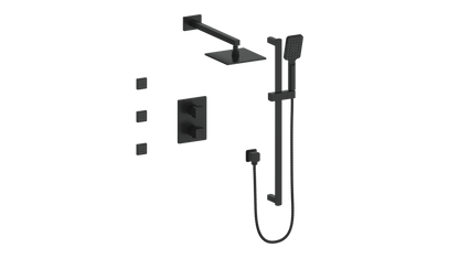 Vogt Niveau 3-Way Thermostatic Shower System with Body Jets in Matte Black - SET.NU.320.810.MB